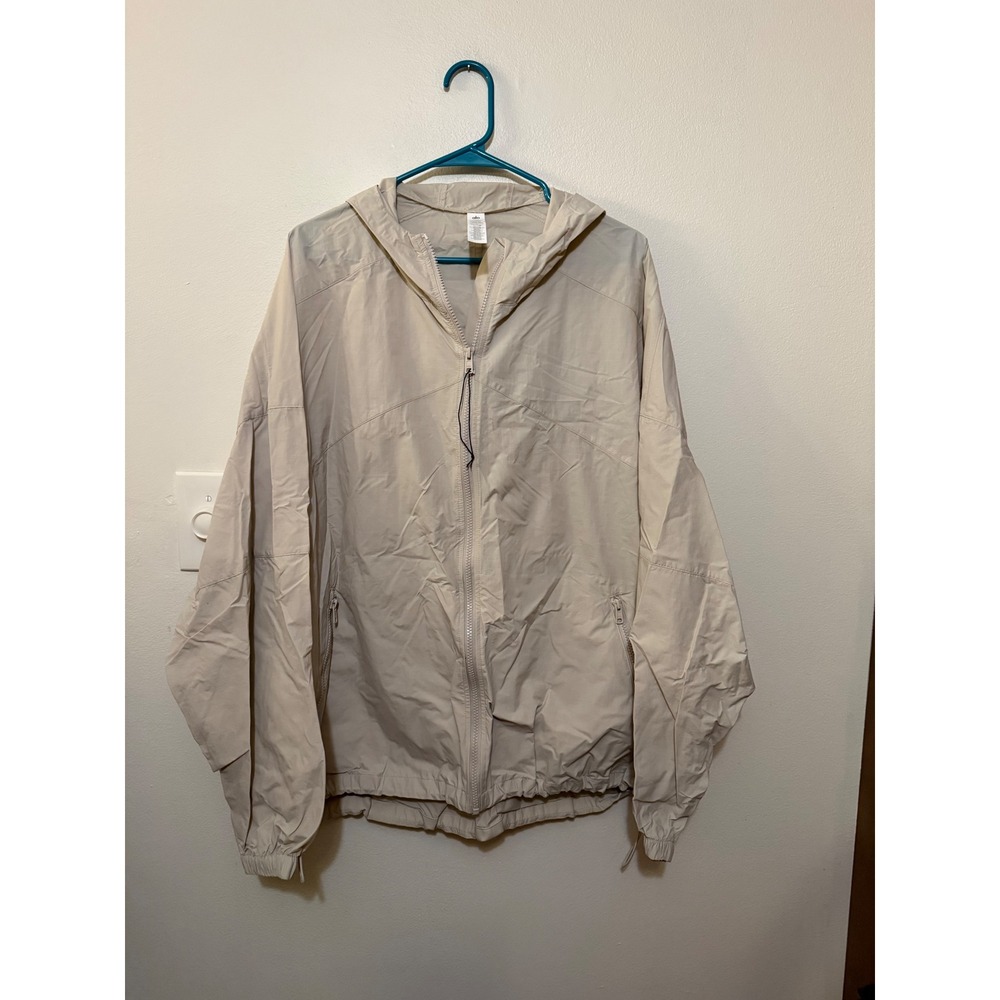 Alo Vantage Nylon Ripstop Track Jacket Bone Size L Men's NWOT